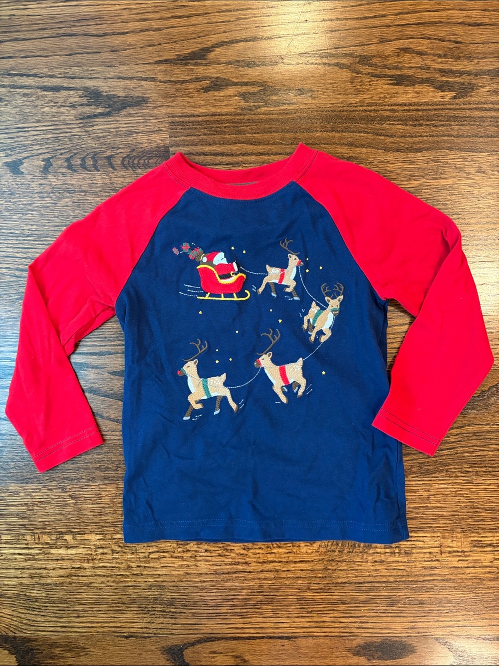 Class Club Navy & Red Santa Sleigh Raglan Long Sleeve Shirt